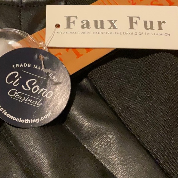CI SONO OUTERWEAR Faux Fur Faux Leather Black Vest in Size 1X, NWT - Picture 14 of 15